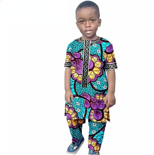 African Clothes Casual Cotton Ankara Print Top and Pant Sets