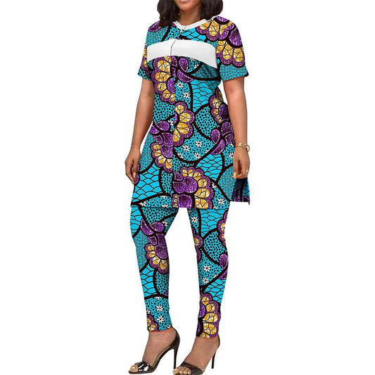 African Clothes Sleeve Shirt and Print Pants Tracksuit