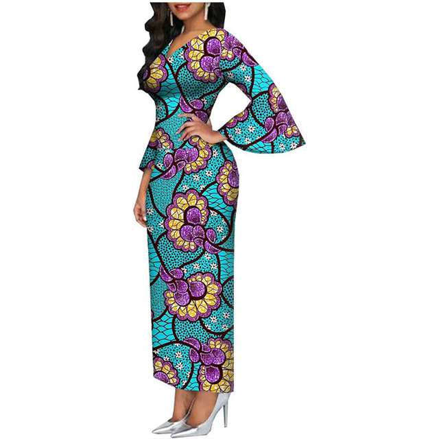 Women African Dresses Print High Waist Bodycon Party Wedding