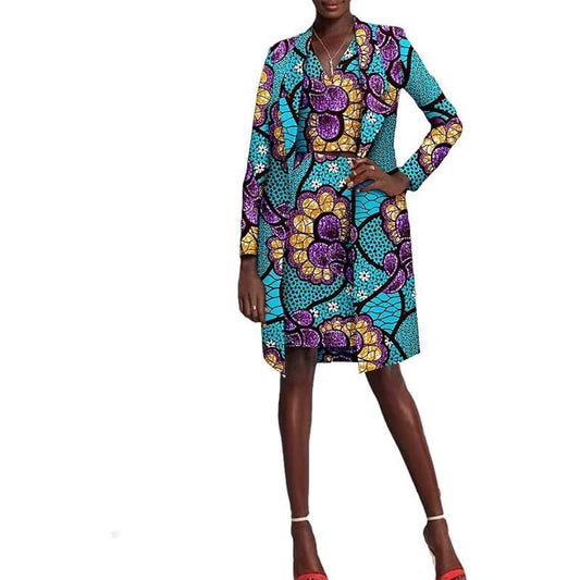 Women African Clothes Long Blazer Coat Crop Top and Short Skirts