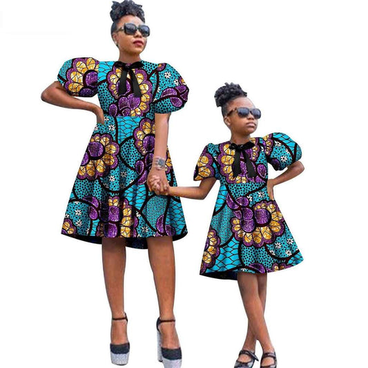 Family Clothes African Print Dresses for Women and Girls