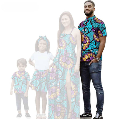 Family Clothes African Print Dresses Summer Outfits Men Shirt FM008