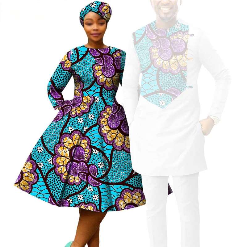 Couple Clothes African Print Dresses Match Outfits Men Sets