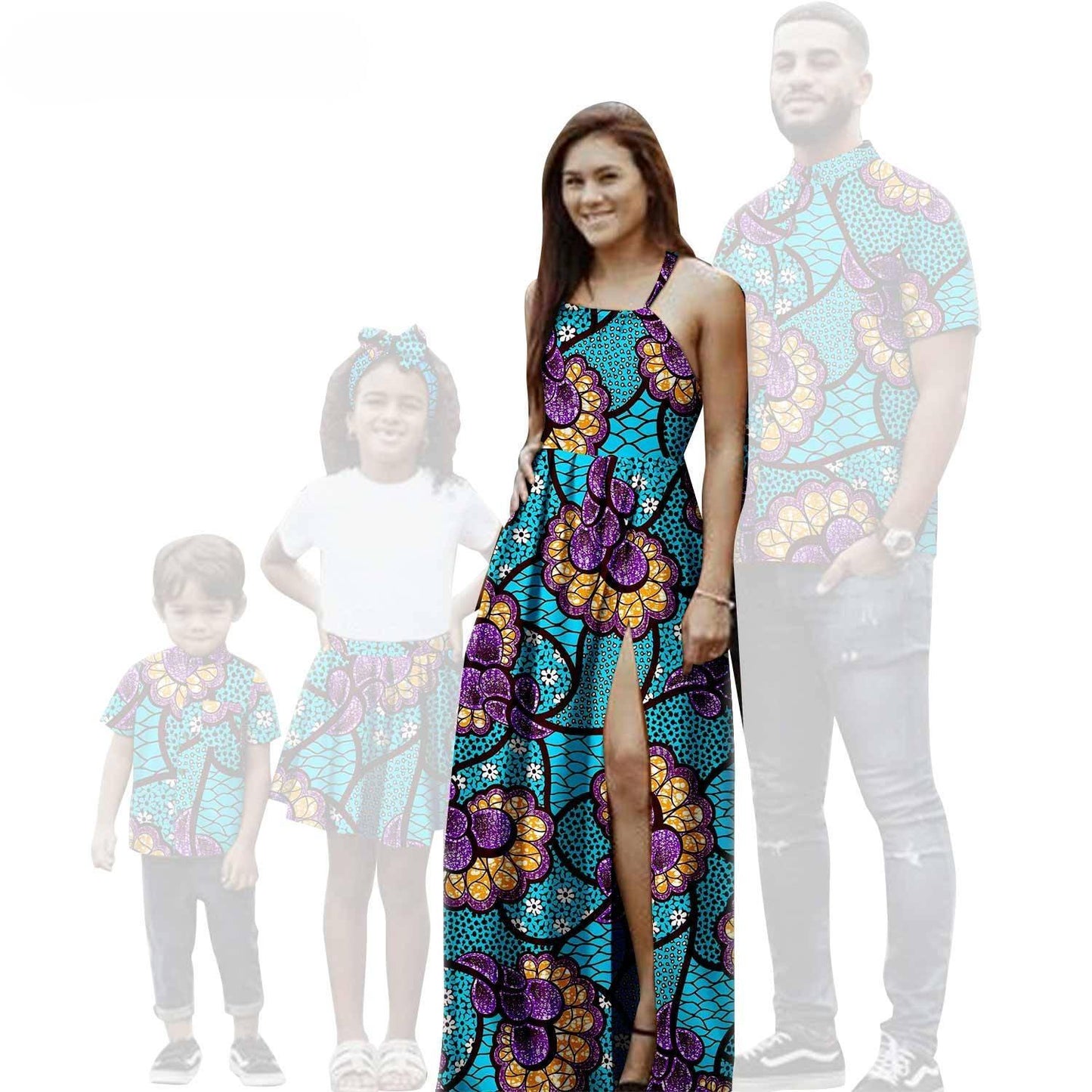 Family Clothes African Print Dresses Summer Outfits Men Shirt FM008