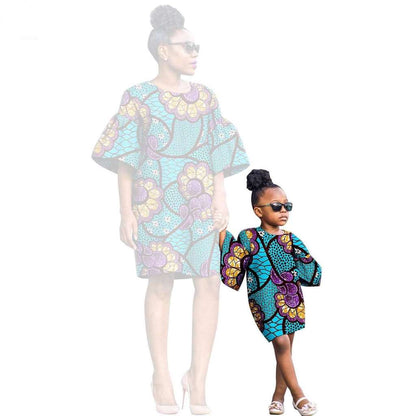 African Print Dresses for Women and Girls Sleeve Vestidos