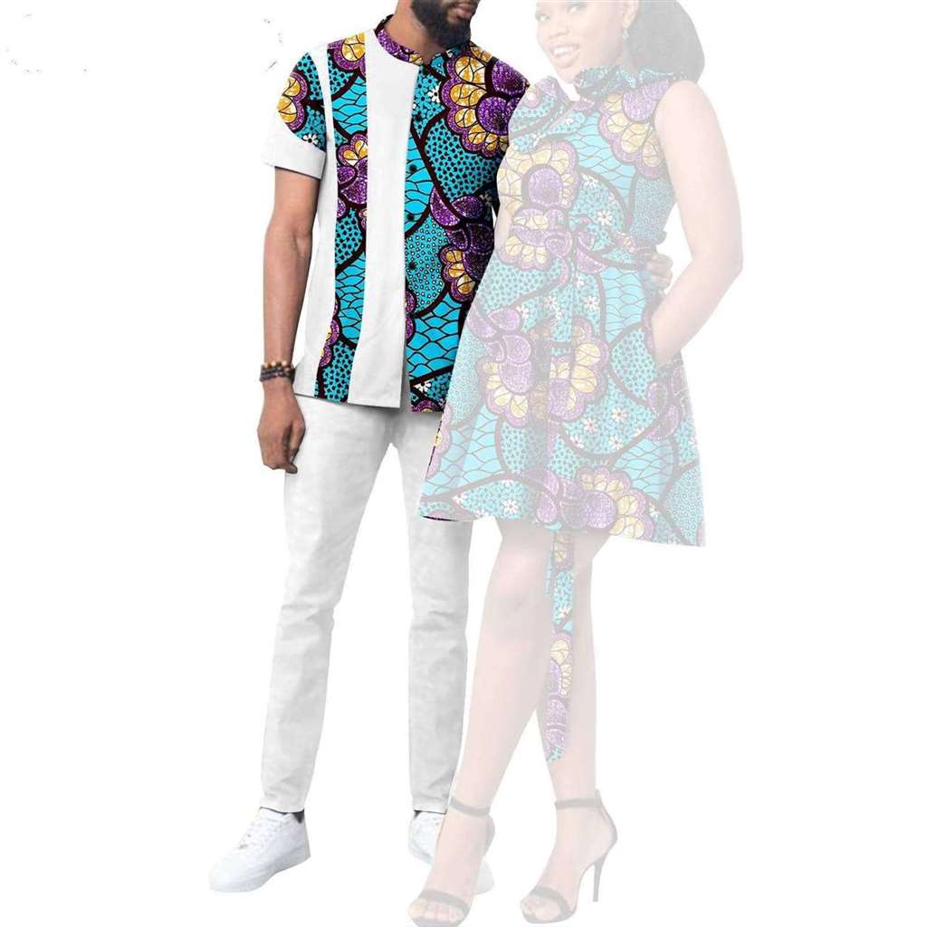 African Print Dresses for Women Couple Clothes Men Outfits