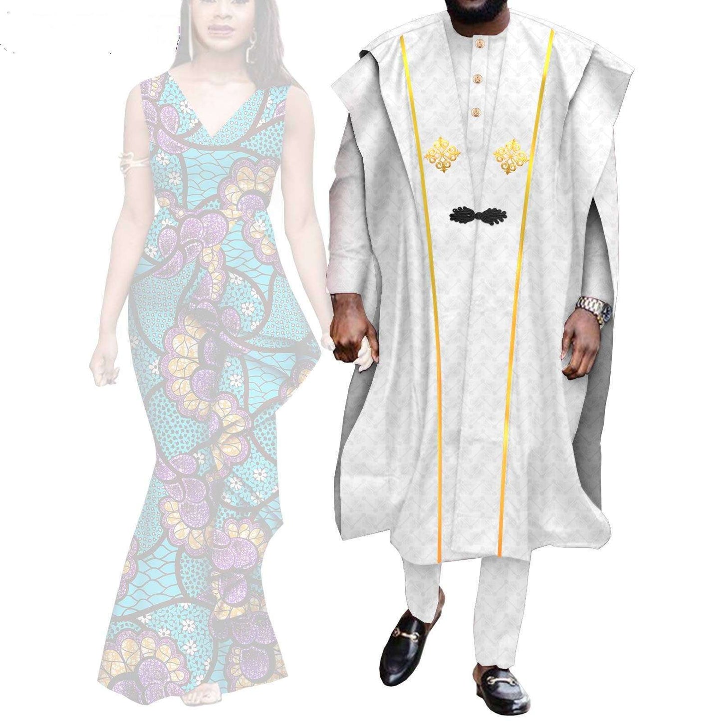 Couple Clothes African Print Women Dresses Men Outfits CC029-1