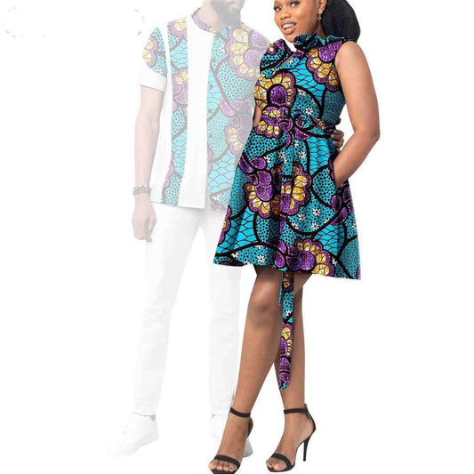 African Print Dresses for Women Couple Clothes Men Outfits