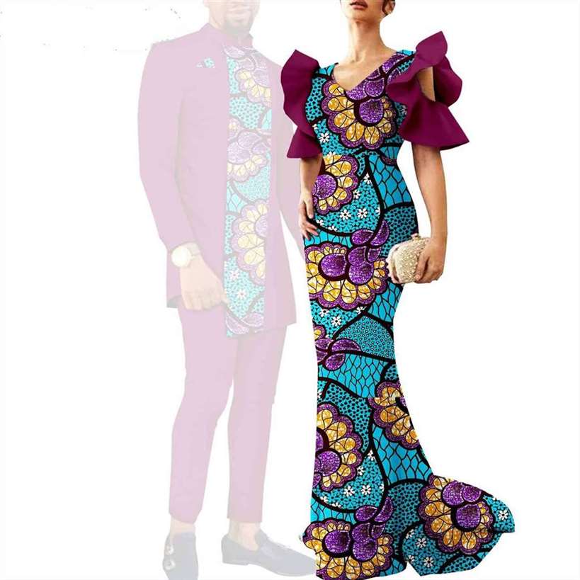 Couple Clothes Print Long Dresses Women Match Men sets CC024-1