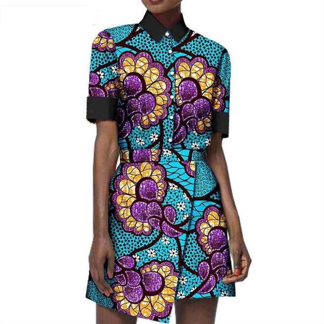 African Clothes Women Print Skirts Sets Men Suits