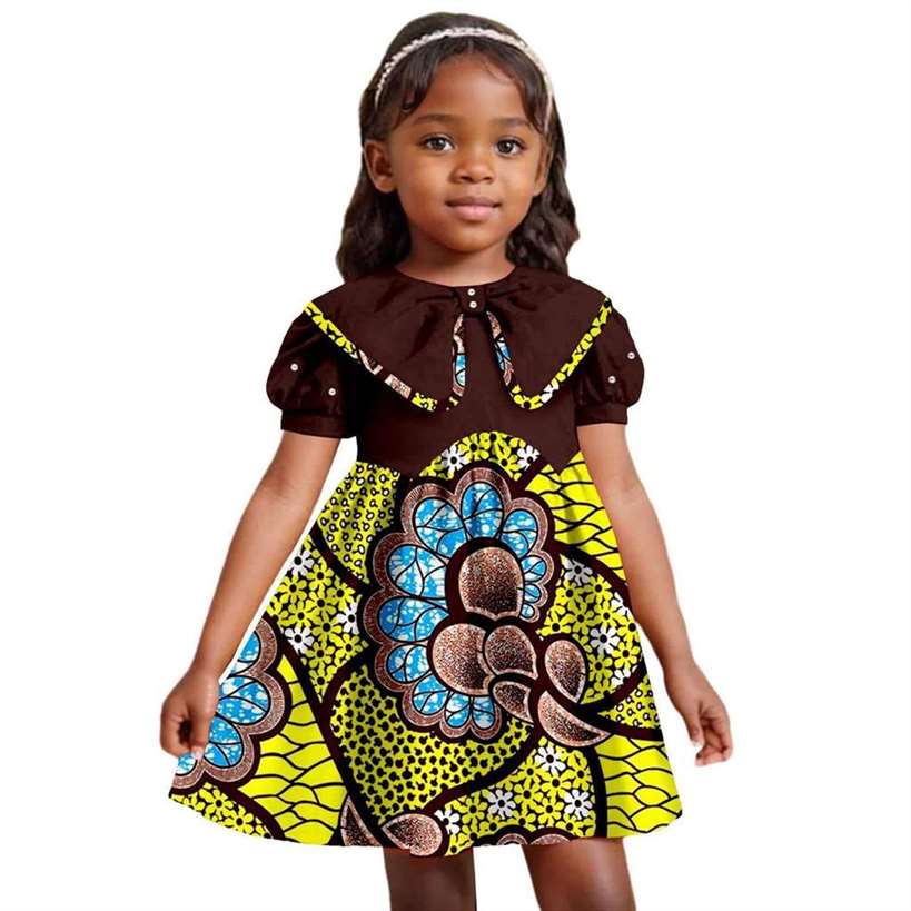 Print Dresses for Girl Ankara Embroidered Flared Dress