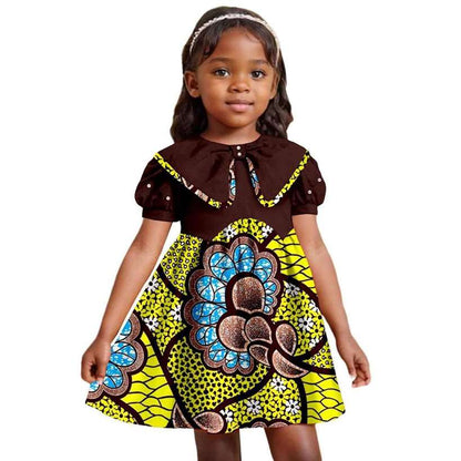 Print Dresses for Girl Ankara Embroidered Flared Dress