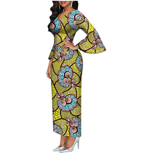 Women African Dresses Print High Waist Bodycon Party Wedding