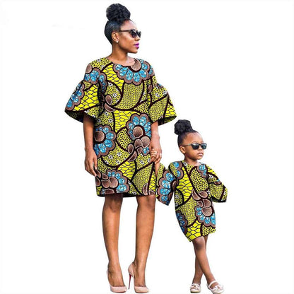 African Print Dresses for Women and Girls Sleeve Vestidos