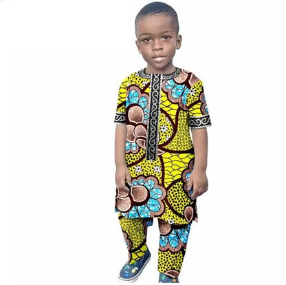 African Clothes Casual Cotton Ankara Print Top and Pant Sets