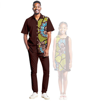 Men Ankara Outfits Matching Girls Print Dresses Family Clothes