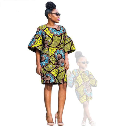 African Print Dresses for Women and Girls Sleeve Vestidos