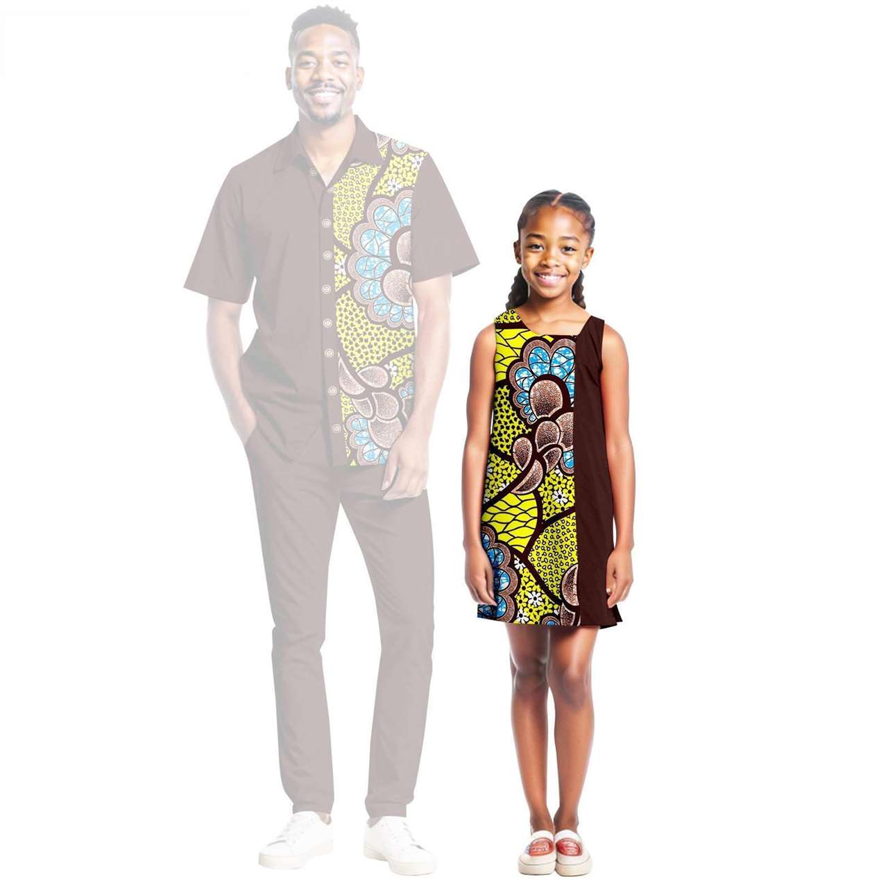 Men Ankara Outfits Matching Girls Print Dresses Family Clothes