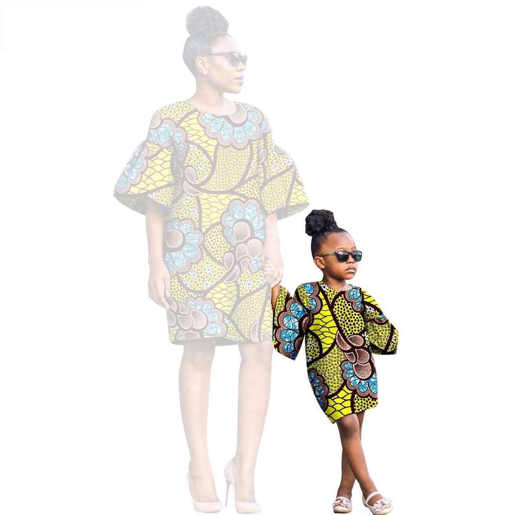 African Print Dresses for Women and Girls Sleeve Vestidos