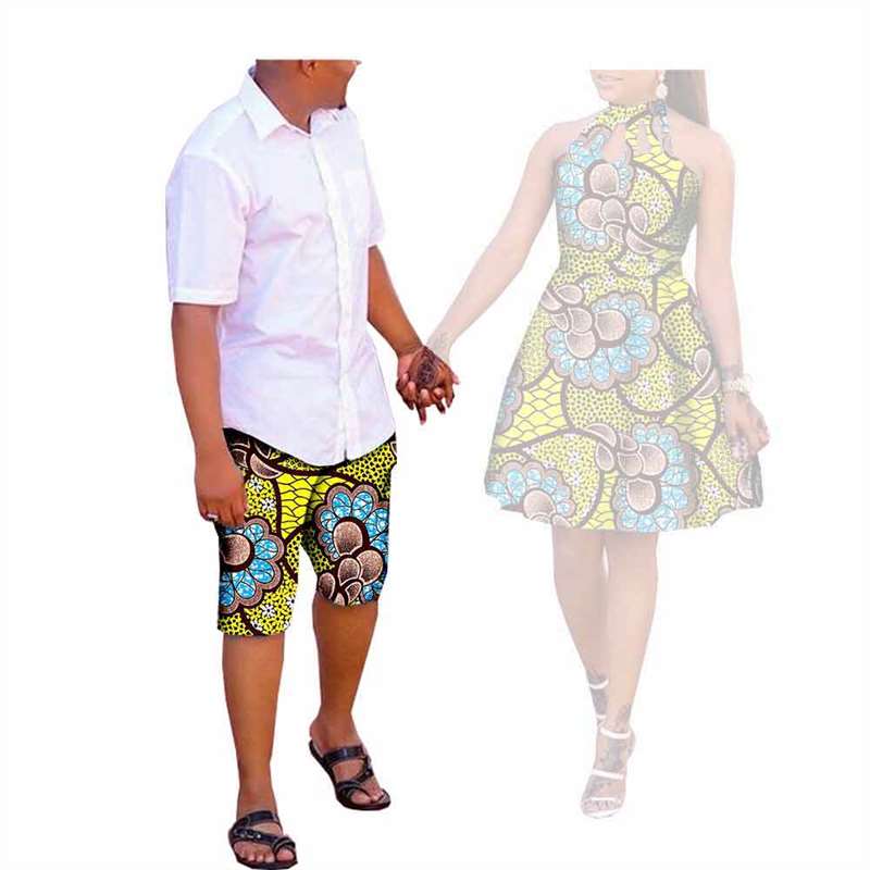 Couples Ankara Print Hollow Dresses Match Men Pants