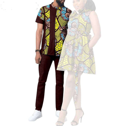 African Print Dresses for Women Couple Clothes Men Outfits