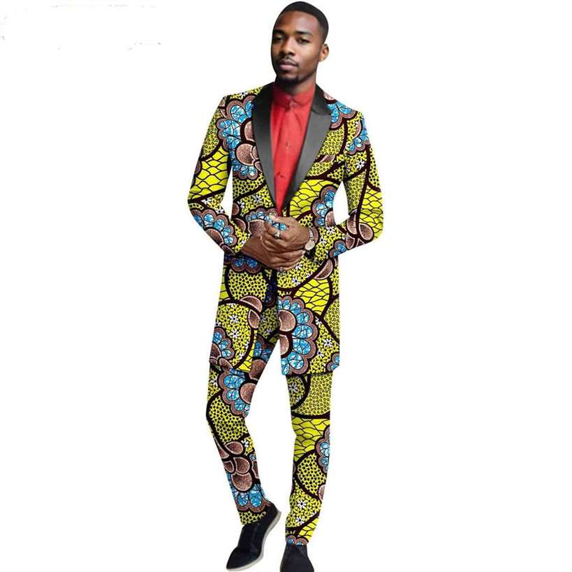 African Women Print Long Dresses Match Men Suit Sets