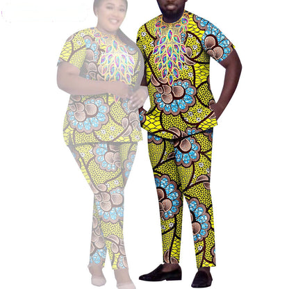 African Men Suits Patchwork Print Sets Match Women Outerwear