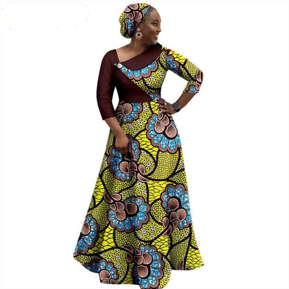 African Print Long Dresses for Women Match Men Robe Sets