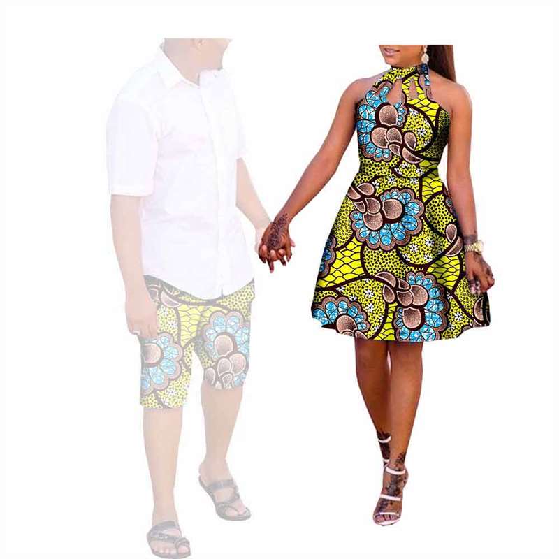 Couples Ankara Print Hollow Dresses Match Men Pants