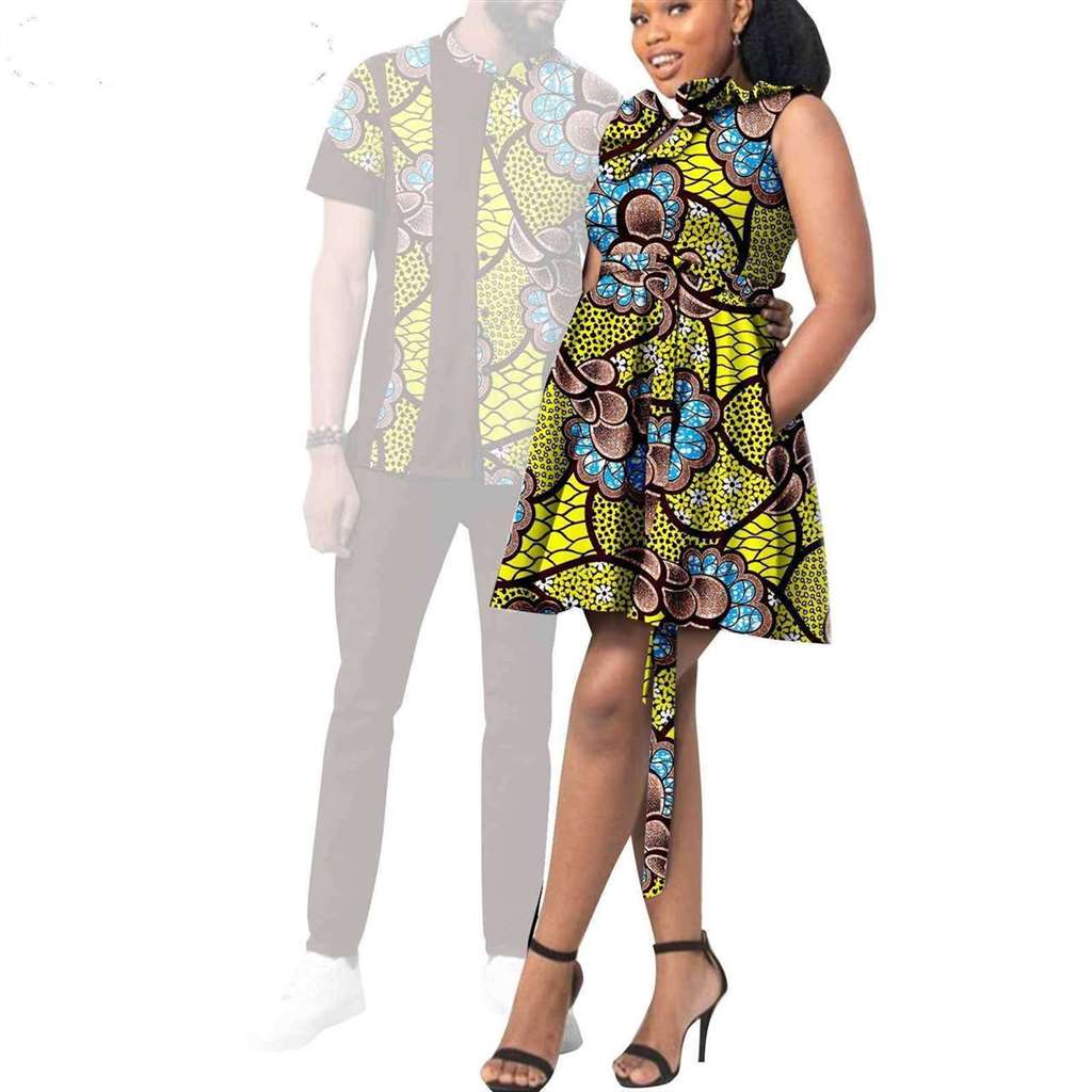 African Print Dresses for Women Couple Clothes Men Outfits