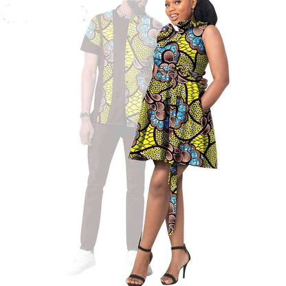 African Print Dresses for Women Couple Clothes Men Outfits