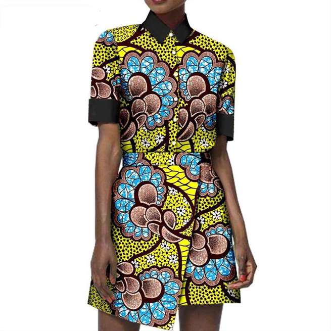 African Clothes Women Print Skirts Sets Men Suits