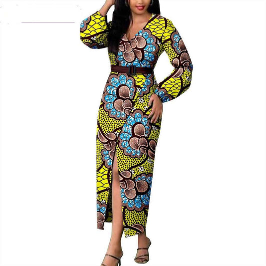 Men Long Top and Pant Sets Match Women Split Print Dresses