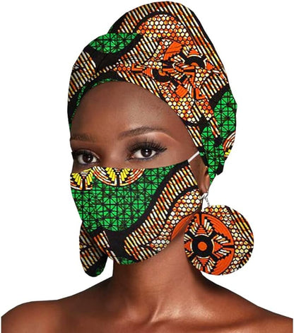 Headscarf Print Ankara Bandana Match Earrings