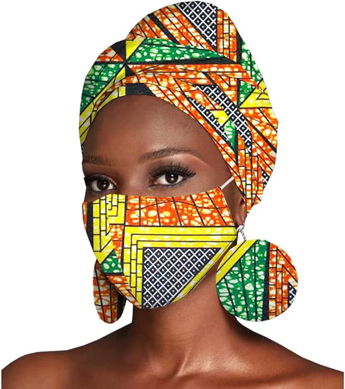 Headscarf Print Ankara Bandana Match Earrings