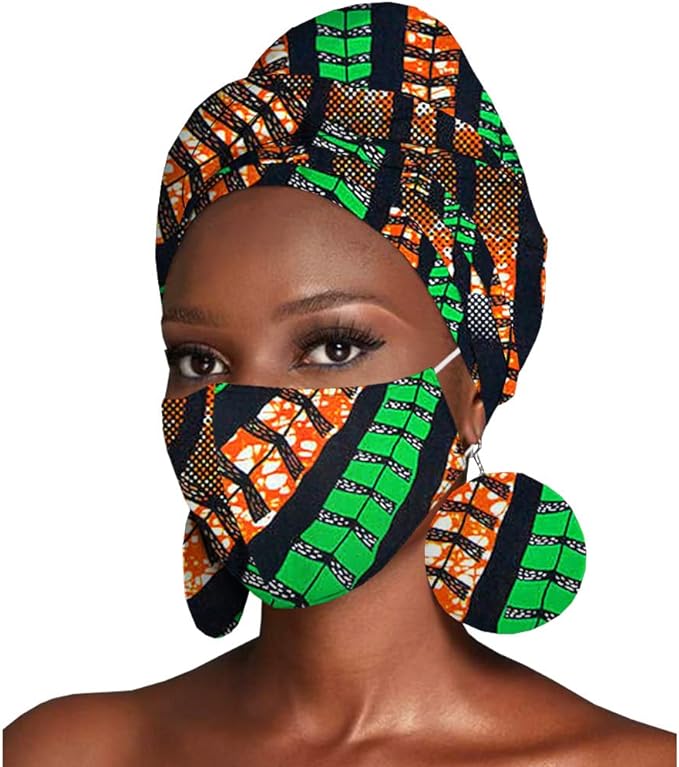 Headscarf Print Ankara Bandana Match Earrings