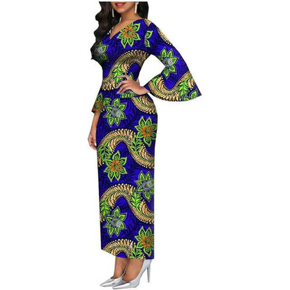 Women African Dresses Print High Waist Bodycon Party Wedding