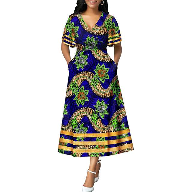 Women African Dresses Ankara Print Casual Straight Mini Dress Party