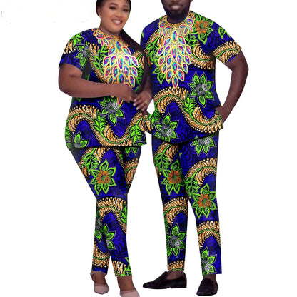 African Men Suits Patchwork Print Sets Match Women Outerwear