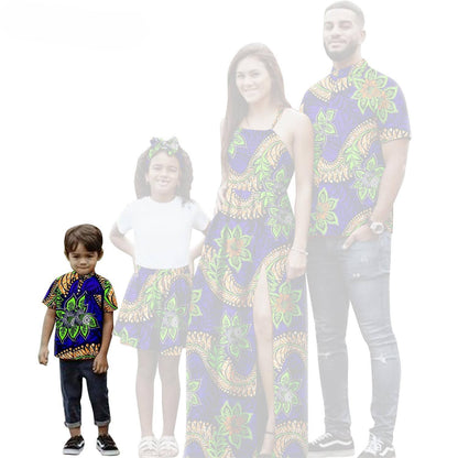 Family Clothes African Print Dresses Summer Outfits Men Shirt FM008