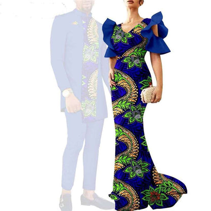 Couple Clothes Print Long Dresses Women Match Men sets CC024-1