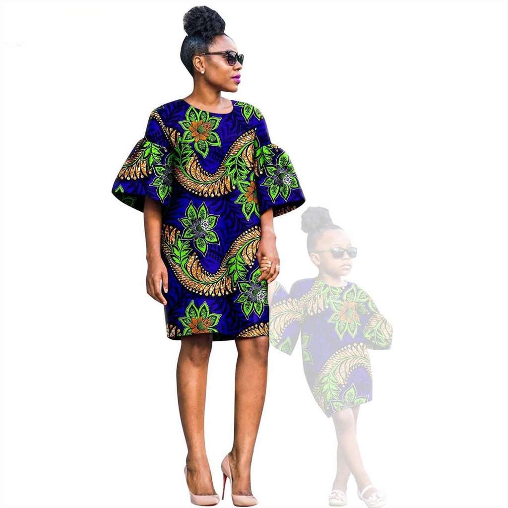 African Print Dresses for Women and Girls Sleeve Vestidos FM020-1