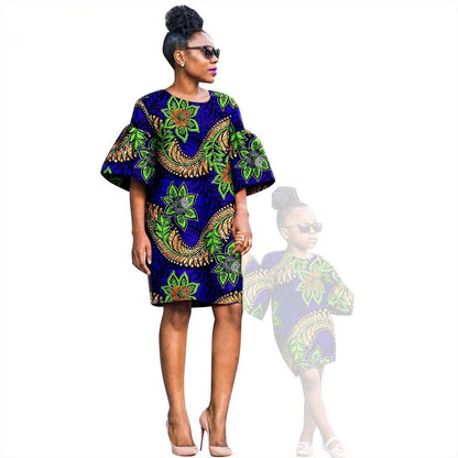 African Print Dresses for Women and Girls Sleeve Vestidos FM020-1