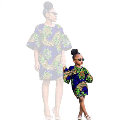 African Print Dresses for Women and Girls Sleeve Vestidos FM020-1