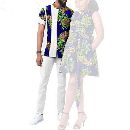 African Print Dresses for Women Couple Clothes Men Outfits