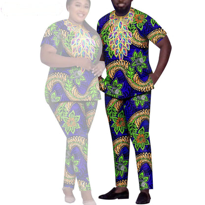 African Men Suits Patchwork Print Sets Match Women Outerwear