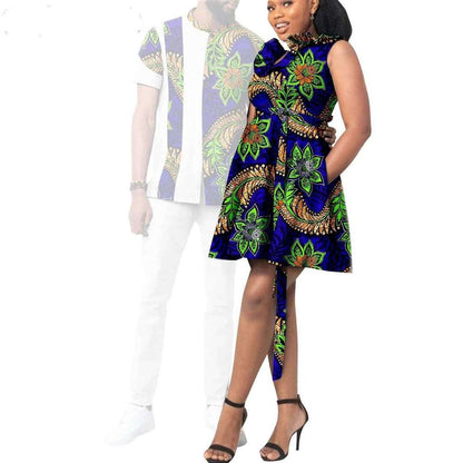 African Print Dresses for Women Couple Clothes Men Outfits