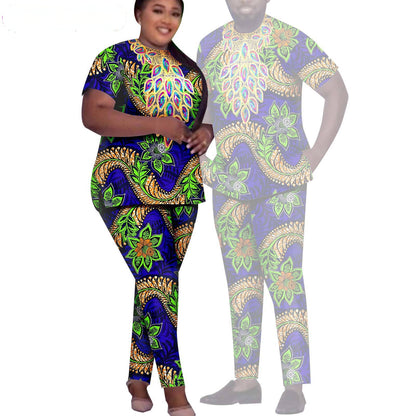 African Men Suits Patchwork Print Sets Match Women Outerwear