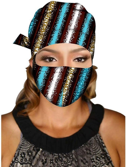 Women African Print Floral Ladies Hats African Ankara Mask