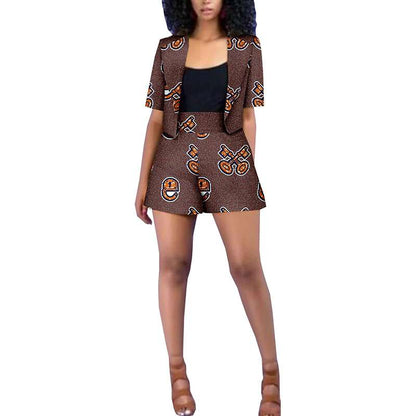 African Clothes Print Short Jackets and  Shorts Ankara Outfits